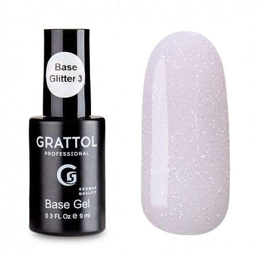 Baza hybrydowa Grattol Rubber Base Glitter 3 9 ml 1