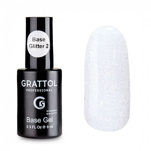 Baza hybrydowa Grattol Rubber Base Glitter 2 9 ml 1