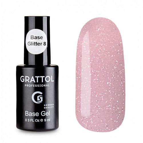 Baza hybrydowa Grattol Rubber Base Glitter 8 9 ml 1