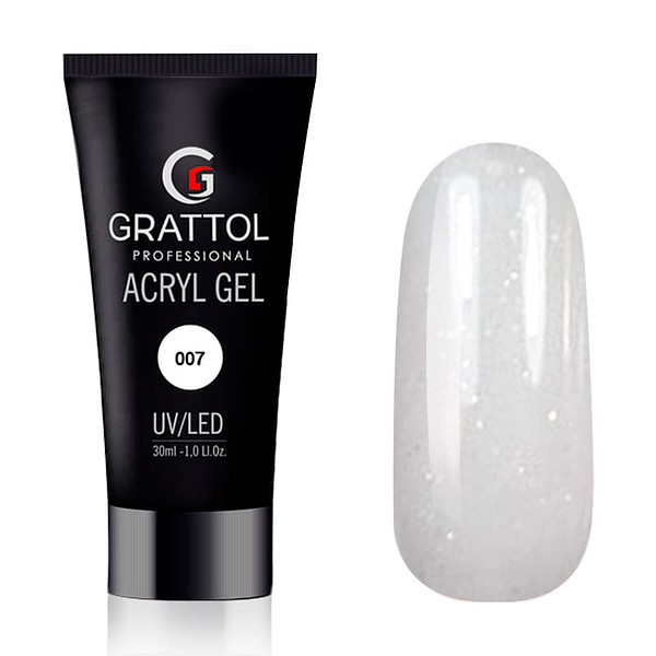 Grattol AcrylGel Glitter White 30g 1